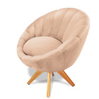 Poltrona Giratória Lina Veludo Base De Madeira - D'rossi - Pe