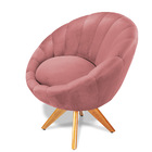 Poltrona Giratória Lina Veludo Base De Madeira - D'rossi - Ro