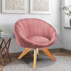 Poltrona Giratória Lina Veludo Base De Madeira - D'rossi - Ro