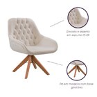 Poltrona Giratória Linho Base Em Madeira Serena Bege