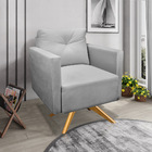 Poltrona Giratória Luisa Suede Base De Madeira Ma30 - D'rossi