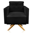 Poltrona Giratória Luisa Suede Preto Base De Madeira Ma30 - D