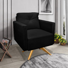 Poltrona Giratória Luisa Suede Preto Base De Madeira Ma30 - D