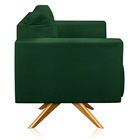 Poltrona Giratória Luisa Suede Verde Base De Madeira Ma30 - D