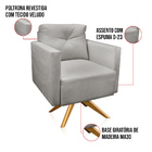 Poltrona Giratória Luisa Veludo Base De Madeira Ma30 - D'ross