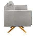 Poltrona Giratória Luisa Veludo Base De Madeira Ma30 - D'ross