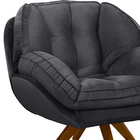 Poltrona Giratória Luisiana Veludo Grafite Base De Madeira K0