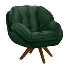 Poltrona Giratória Luisiana Veludo Verde Militar Base De Made