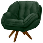 Poltrona Giratória Luisiana Veludo Verde Militar Base De Made