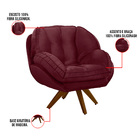 Poltrona Giratória Luisiana Veludo Vinho Base De Madeira K01