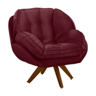 Poltrona Giratória Luisiana Veludo Vinho Base De Madeira K01