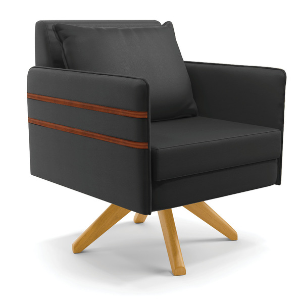 Poltrona Giratória Mari Corino Base De Madeira Ma30 D03 - D'r