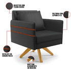 Poltrona Giratória Mari Corino Preto Com Tira Corano Nozes Ba