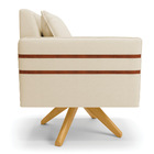 Poltrona Giratória Mari Linho Base De Madeira Ma30 D03 - D'ro