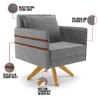 Poltrona Giratória Mari Linho Base De Madeira Ma30 D03 - D'ro