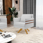 Poltrona Giratória Mari Linho Base De Madeira Ma30 D03 - D'ro