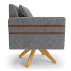 Poltrona Giratória Mari Linho Grafite A26 Com Tira Corano Noz