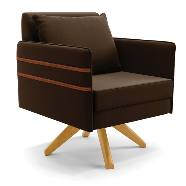 Poltrona Giratória Mari Suede Base De Madeira Ma30 D03 - D'ro