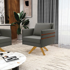 Poltrona Giratória Mari Suede Base De Madeira Ma30 D03 - D'ro