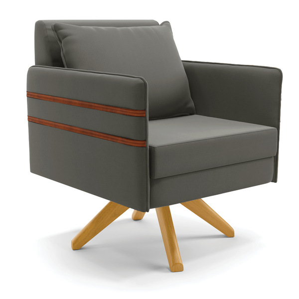 Poltrona Giratória Mari Suede Base De Madeira Ma30 D03 - D'ro