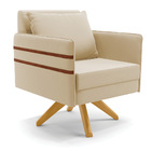 Poltrona Giratória Mari Suede Base De Madeira Ma30 D03 - D'ro