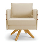 Poltrona Giratória Mari Suede Base De Madeira Ma30 D03 - D'ro