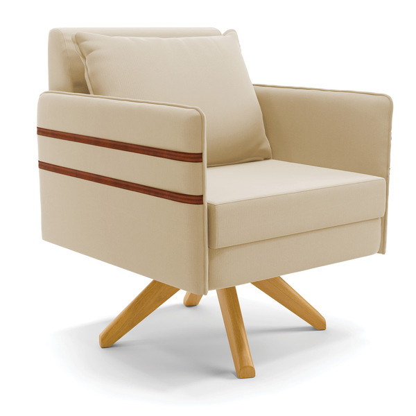 Poltrona Giratória Mari Suede Base De Madeira Ma30 D03 - D'ro