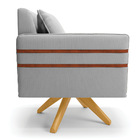 Poltrona Giratória Mari Suede Base De Madeira Ma30 D03 - D'ro