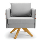 Poltrona Giratória Mari Suede Base De Madeira Ma30 D03 - D'ro