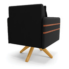 Poltrona Giratória Mari Suede Preto Com Tira Corano Nozes Bas