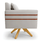 Poltrona Giratória Mari Veludo Base De Madeira Ma30 D03 - D'r