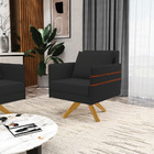 Poltrona Giratória Mari Veludo Base De Madeira Ma30 D03 - D'r