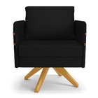 Poltrona Giratória Mari Veludo Luxo Base De Madeira Ma30 - D'