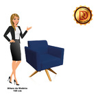 Poltrona Giratoria Marisa Suede Azul Mar