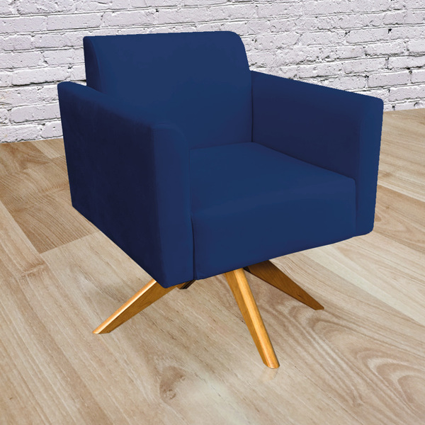 Poltrona Giratoria Marisa Suede Azul Mar