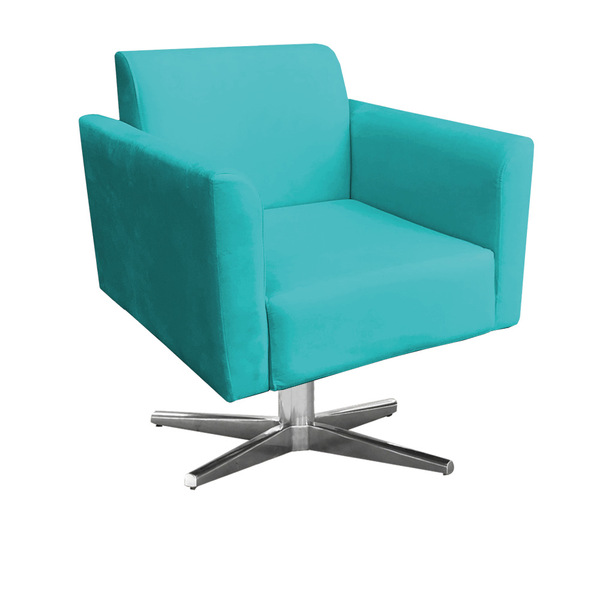 Poltrona Giratória Marisa Suede Base Cromada D'rossi - Azul T