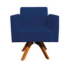Poltrona Giratoria Marisa Suede Base Mad - Azul Marinho