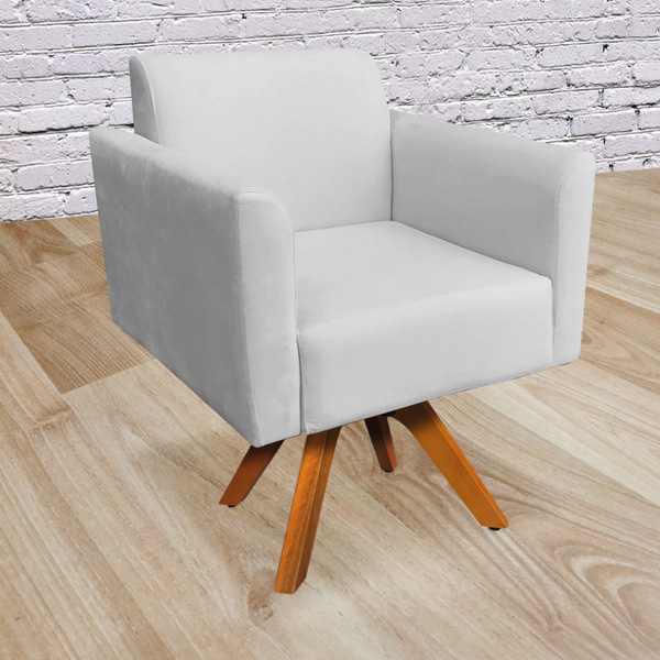 Poltrona Giratória Marisa Suede Base Madeira Mm30 D03 - D'ros