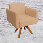 Poltrona Giratória Marisa Suede Caramelo Sisal Base Madeira M