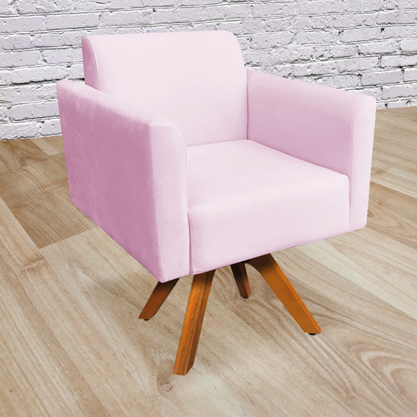 Poltrona Giratoria Marisa Suede Rosa Beb