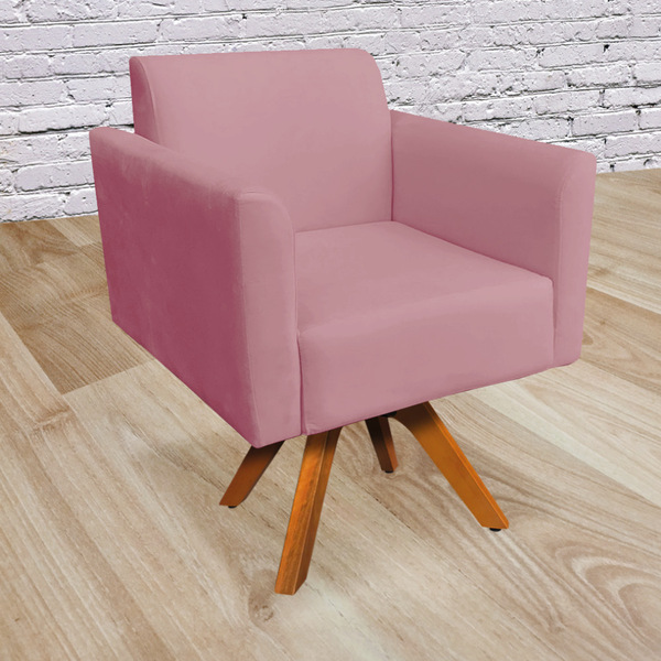 Poltrona Giratoria Marisa Suede Rose Bas