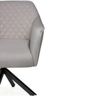 Poltrona Giratória Marselha Base Eiffel Preto Linho Cru