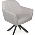 Poltrona Giratória Marselha Base Eiffel Preto Linho Cru