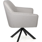 Poltrona Giratória Marselha Base Eiffel Preto Linho Cru