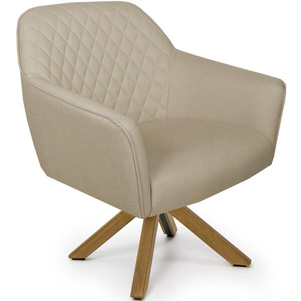 Poltrona Giratória Marselha Base Giromad Linho Bege