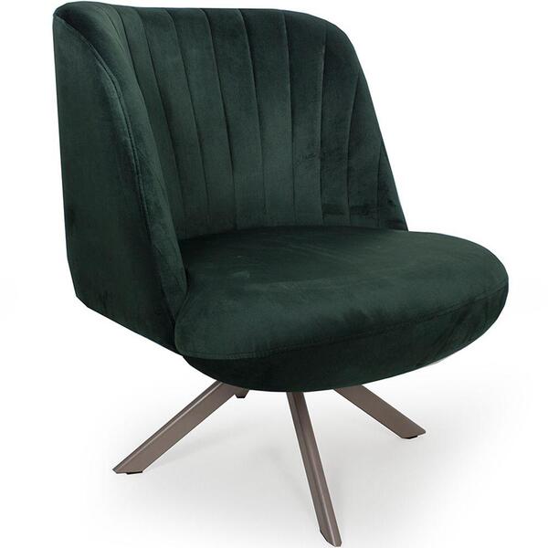 Poltrona Giratória Munique Base Eiffel Veludo Verde