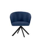 Poltrona Giratória Natalie - Veludo Azul - Metal Preto