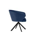 Poltrona Giratória Natalie - Veludo Azul - Metal Preto