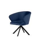Poltrona Giratória Natalie - Veludo Azul - Metal Preto