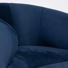 Poltrona Giratória Natalie - Veludo Azul - Metal Preto